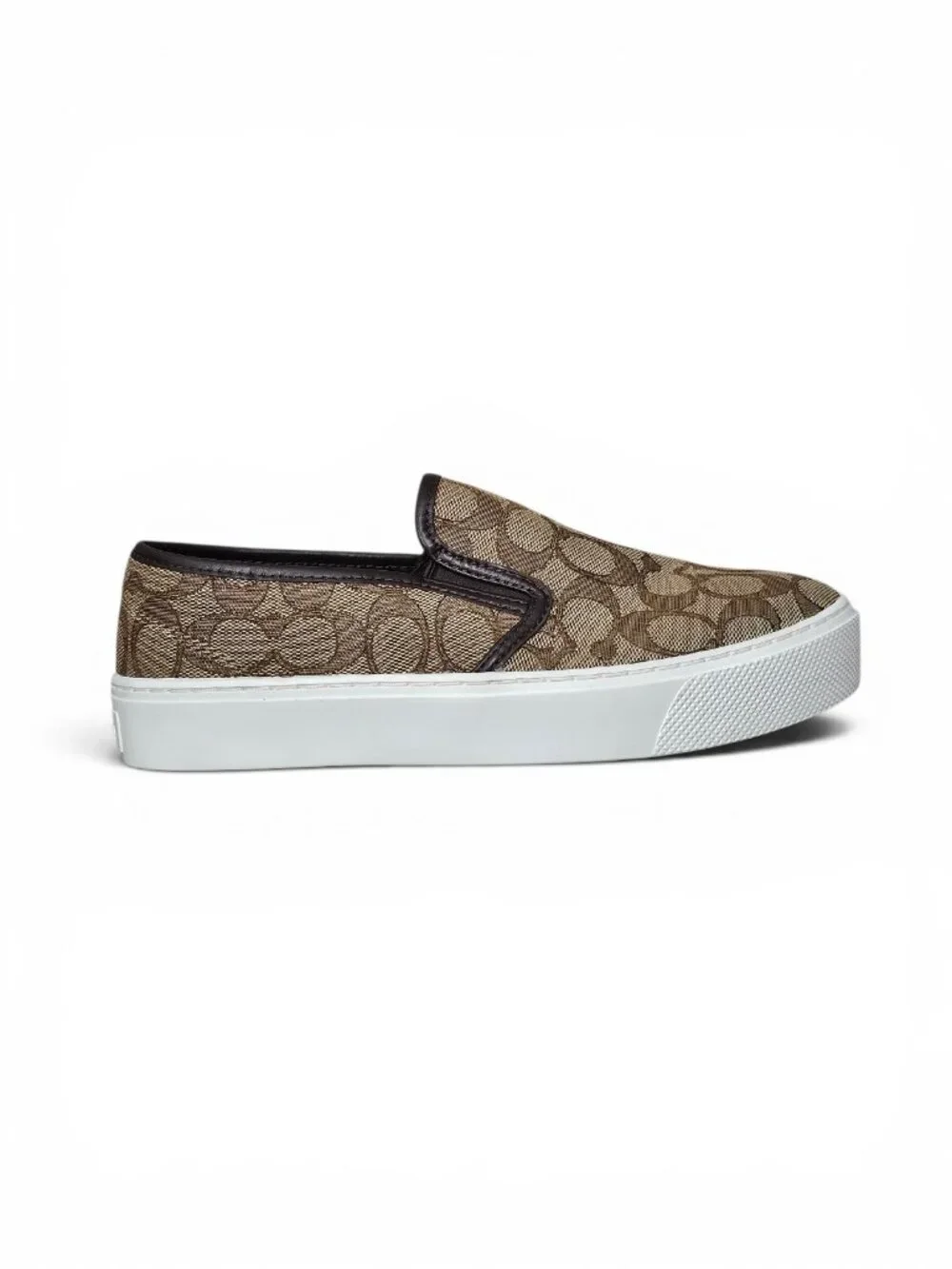 Coach Cameron Signature Jacquard Slip-On Shoe Sneakers New COA Size 7 Brown